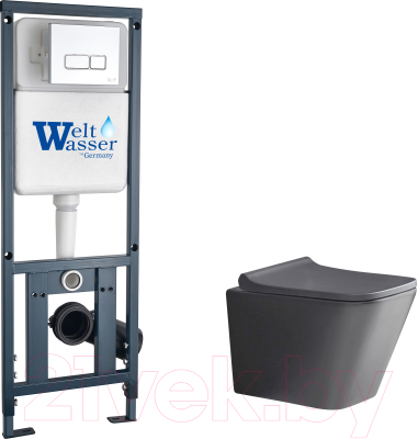 Унитаз подвесной с инсталляцией WeltWasser Marberg 410 + Gelbach 041 MT-GR + Mar 410 SE GL-WT - фото