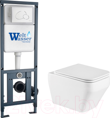 Унитаз подвесной с инсталляцией WeltWasser Marberg 410 + Hofbach 041 GL-WT + Mar 410 RD GL-WT - фото