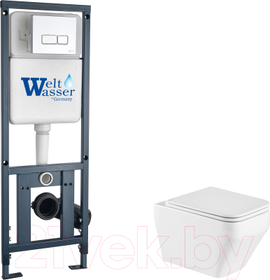 Унитаз подвесной с инсталляцией WeltWasser Marberg 410 + Hofbach 041 GL-WT + Mar 410 SE GL-WT - фото