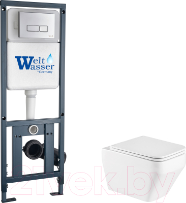 Унитаз подвесной с инсталляцией WeltWasser Marberg 410 + Hofbach 041 GL-WT + Mar 410 SE CR - фото