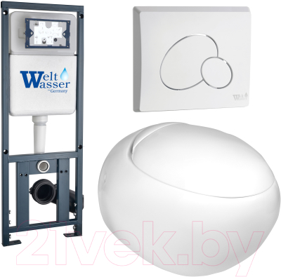 Унитаз подвесной с инсталляцией WeltWasser Marberg 410 + Jeckenbach 004 GL-WT + Mar 410 RD GL-WT - фото