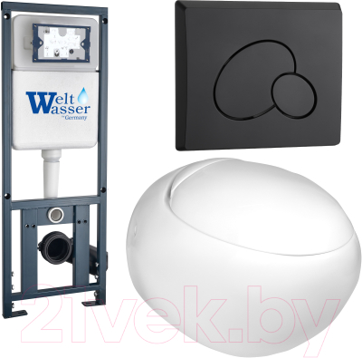 Унитаз подвесной с инсталляцией WeltWasser Marberg 410 + Jeckenbach 004 GL-WT + Mar 410 RD-BL - фото