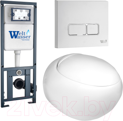 Унитаз подвесной с инсталляцией WeltWasser Marberg 410 + Jeckenbach 004 GL-WT + Mar 410 SE GL-WT - фото