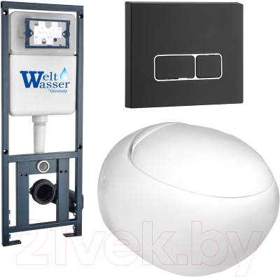 Унитаз подвесной с инсталляцией WeltWasser Marberg 410 + Jeckenbach 004 GL-WT + Mar 410 SE MT-BL - фото