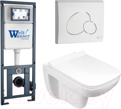 Унитаз подвесной с инсталляцией WeltWasser Marberg 410 + Kehlbach 004 GL-WT + Mar 410 RD GL-WT - фото