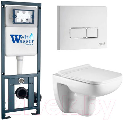 Унитаз подвесной с инсталляцией WeltWasser Marberg 410 + Kehlbach 004 GL-WT + Mar 410 SE GL-WT - фото