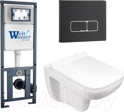 Унитаз подвесной с инсталляцией WeltWasser Marberg 410 + Kehlbach 004 GL-WT + Mar 410 SE MT-BL - фото