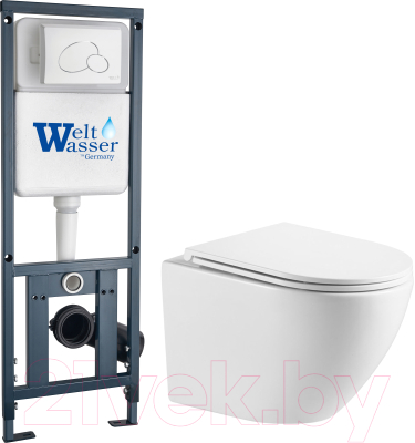 Унитаз подвесной с инсталляцией WeltWasser Marberg 410 + Merzbach 043 GL-WT + Mar 410 RD GL-WT - фото