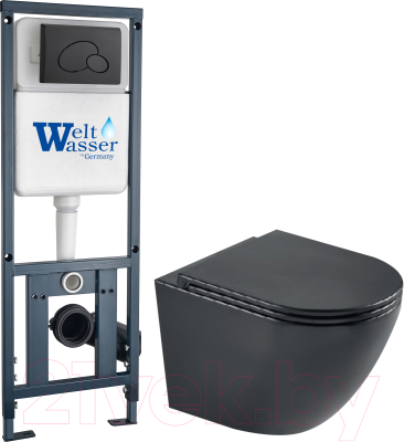 Унитаз подвесной с инсталляцией WeltWasser Marberg 410 + Merzbach 043 MT-BL + Mar 410 RD MT-BL - фото