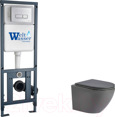 Унитаз подвесной с инсталляцией WeltWasser Marberg 410 + Merzbach 043 MT-GR + Mar 410 SE-CR - фото