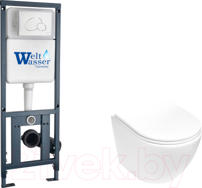 Унитаз подвесной с инсталляцией WeltWasser Marberg 410 + Merzbach 043 MT-WT + Mar 410 RD GL-WT - фото