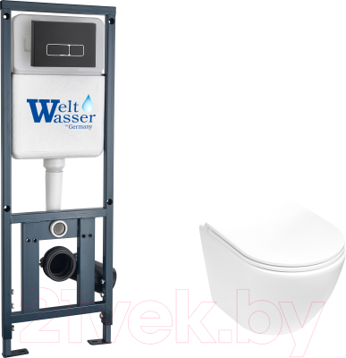 Унитаз подвесной с инсталляцией WeltWasser Marberg 410 + Merzbach 043 MT-WT + Mar 410 SE MT-BL - фото