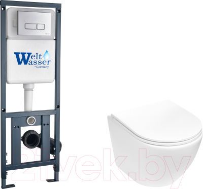 Унитаз подвесной с инсталляцией WeltWasser Marberg 410 + Merzbach 043 MT-WT + Mar 410 SE-CR - фото