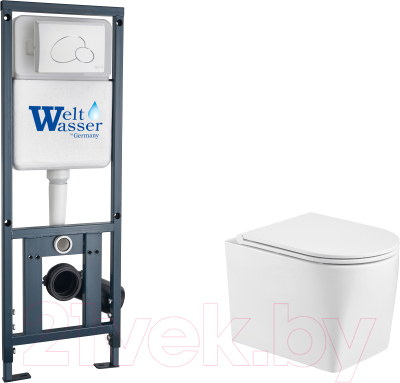 Унитаз подвесной с инсталляцией WeltWasser Marberg 410 + Nesenbach 004 GL-WT + Mar 410 RD-WT - фото