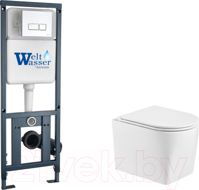 Унитаз подвесной с инсталляцией WeltWasser Marberg 410 + Nesenbach 004 GL-WT + Mar 410 SE-WT - фото