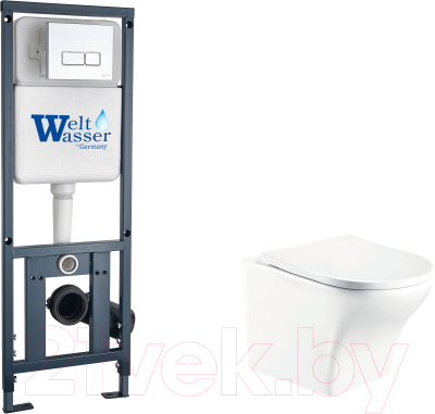 Унитаз подвесной с инсталляцией WeltWasser Marberg 410 + Odenbach 004 GL-WT + Mar 410 SE GL-WT - фото