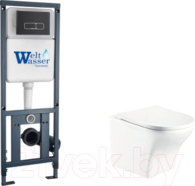 Унитаз подвесной с инсталляцией WeltWasser Marberg 410 + Odenbach 004 GL-WT + Mar 410 SE MT-BL - фото