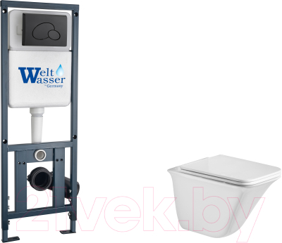 Унитаз подвесной с инсталляцией WeltWasser Marberg 410 + Rotbach 004 GL-WT + Mar 410 RD MT-BL - фото