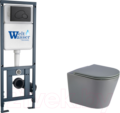 Унитаз подвесной с инсталляцией WeltWasser Marberg 410 + Salzbach 041 MT-GR + Mar 410 RD MT-BL - фото