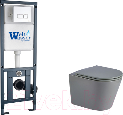 Унитаз подвесной с инсталляцией WeltWasser Marberg 410 + Salzbach 041 MT-GR + Mar 410 SE GL-WT - фото