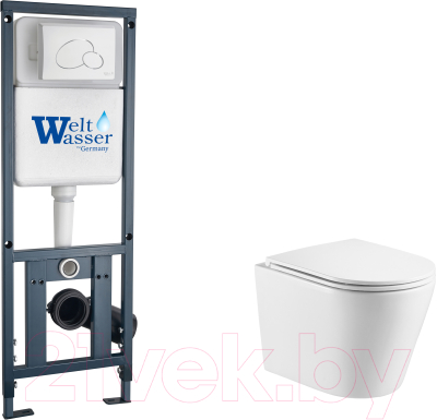 Унитаз подвесной с инсталляцией WeltWasser Marberg 410 + Salzbach 043 GL-WT + Mar 410 RD GL-WT - фото