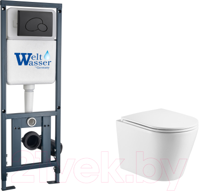 Унитаз подвесной с инсталляцией WeltWasser Marberg 410 + Salzbach 043 GL-WT + Mar 410 RD MT-BL - фото