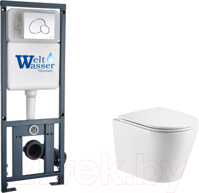 Унитаз подвесной с инсталляцией WeltWasser Marberg 410 + Salzbach 043 GL-WT + Mar 410 RD-CR - фото