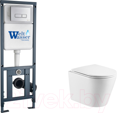 Унитаз подвесной с инсталляцией WeltWasser Marberg 410 + Salzbach 043 GL-WT + Mar 410 SE CR - фото