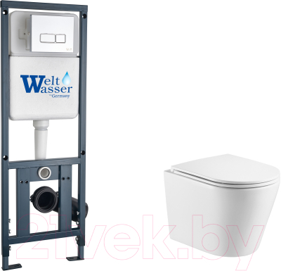 Унитаз подвесной с инсталляцией WeltWasser Marberg 410 + Salzbach 043 GL-WT + Mar 410 SE GL-WT - фото
