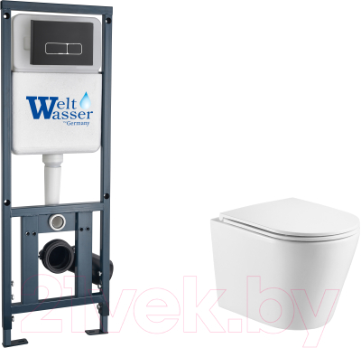 Унитаз подвесной с инсталляцией WeltWasser Marberg 410 + Salzbach 043 GL-WT + Mar 410 SE MT-BL - фото