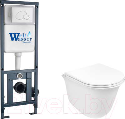 Унитаз подвесной с инсталляцией WeltWasser Marberg 410 + Telbach 004 GL-WT + Mar 410 RD GL-WT - фото