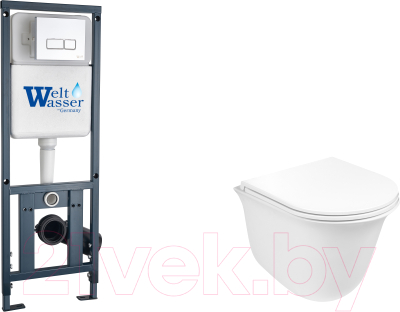 Унитаз подвесной с инсталляцией WeltWasser Marberg 410 + Telbach 004 GL-WT + Mar 410 SE GL-WT - фото