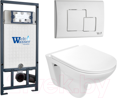 Унитаз подвесной с инсталляцией WeltWasser Marberg 507 + Baarbach 004 GL-WT + Mar 507 SE GL-WT - фото