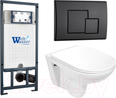 Унитаз подвесной с инсталляцией WeltWasser Marberg 507 + Baarbach 004 GL-WT + Mar 507 SE MT-BL - фото