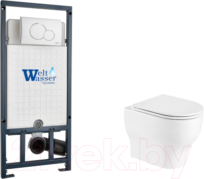 Унитаз подвесной с инсталляцией WeltWasser Marberg 507 + Erlenbach 004 GL-WT + Mar 507 RD GL-WT - фото