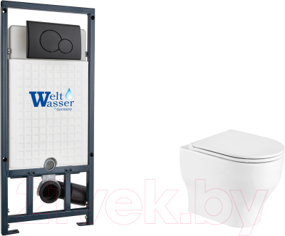 Унитаз подвесной с инсталляцией WeltWasser Marberg 507 + Erlenbach 004 GL-WT + Mar 507 RD MT-BL - фото