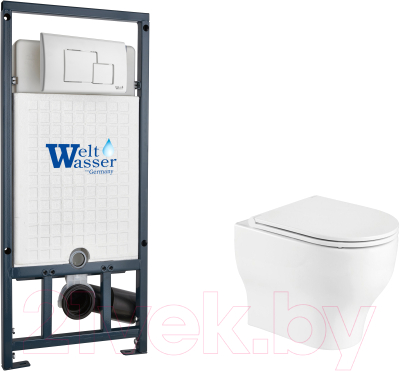 Унитаз подвесной с инсталляцией WeltWasser Marberg 507 + Erlenbach 004 GL-WT + Mar 507 SE GL-WT - фото