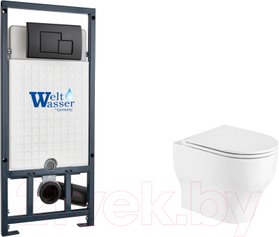 Унитаз подвесной с инсталляцией WeltWasser Marberg 507 + Erlenbach 004 GL-WT + Mar 507 SE MT-BL - фото