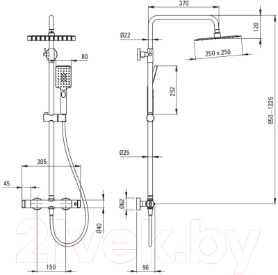 Душевая система со смесителем Deante Titanium NAC_D4HT