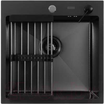 Мойка кухонная Arfeka Eco AR 50x50 + CL AR + DS AR (Black Decor PVD Nano, с дозатором и коландером) - фото