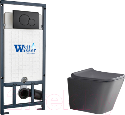 Унитаз подвесной с инсталляцией WeltWasser Marberg 507 + Gelbach 041 MT-GR + Mar 507 RD MT-BL - фото