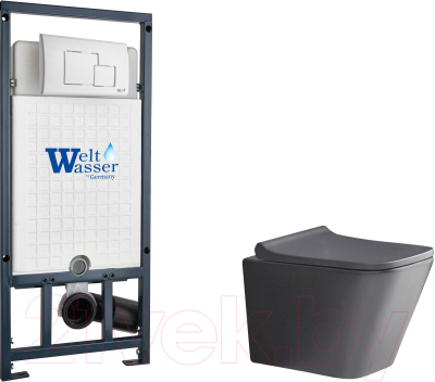 Унитаз подвесной с инсталляцией WeltWasser Marberg 507 + Gelbach 041 MT-GR + Mar 507 SE GL-WT - фото