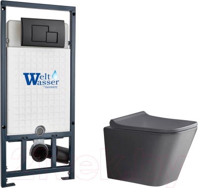 Унитаз подвесной с инсталляцией WeltWasser Marberg 507 + Gelbach 041 MT-GR + Mar 507 SE MT-BL - фото