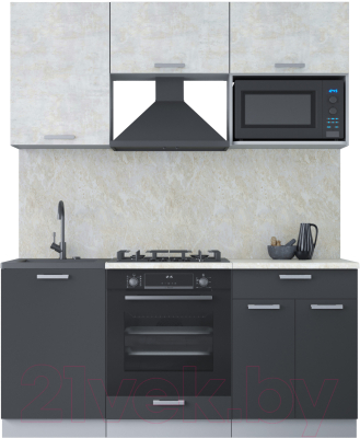 Кухонный гарнитур Интерлиния Мила Лайт 1.7 ВТ (бетон лайт/антрацит/опал светлый) - фото