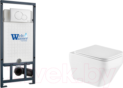 Унитаз подвесной с инсталляцией WeltWasser Marberg 507 + Hofbach 041 GL-WT + Mar 507 RD GL-WT - фото