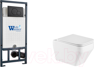 Унитаз подвесной с инсталляцией WeltWasser Marberg 507 + Hofbach 041 GL-WT + Mar 507 RD MT-BL - фото