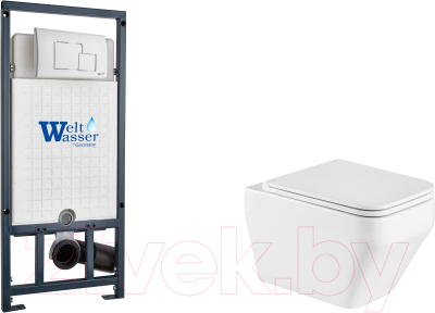 Унитаз подвесной с инсталляцией WeltWasser Marberg 507 + Hofbach 041 GL-WT + Mar 507 SE GL-WT - фото