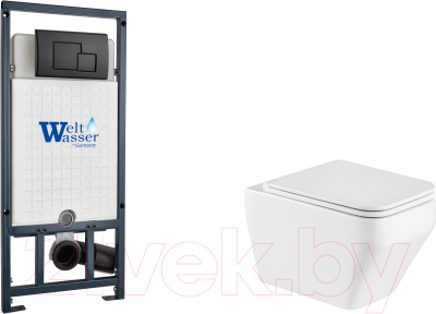 Унитаз подвесной с инсталляцией WeltWasser Marberg 507 + Hofbach 041 GL-WT + Mar 507 SE MT-BL - фото