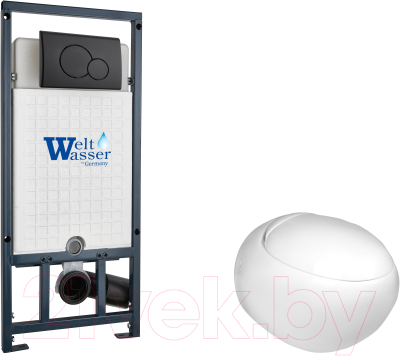 Унитаз подвесной с инсталляцией WeltWasser Marberg 507 + Jeckenbach 004 GL-WT + Mar 507 RD MT-BL - фото