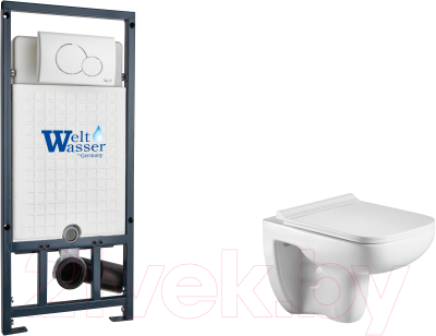 Унитаз подвесной с инсталляцией WeltWasser Marberg 507 + Kehlbach 004 GL-WT + Mar 507 RD GL-WT - фото
